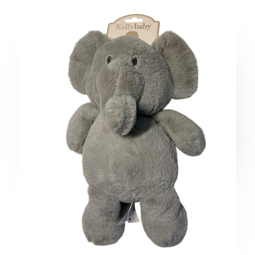 NEW‎ Kellybaby 12” Gray Elephant Cuddle Plush Rattle 2019 Tags Kellytoy
